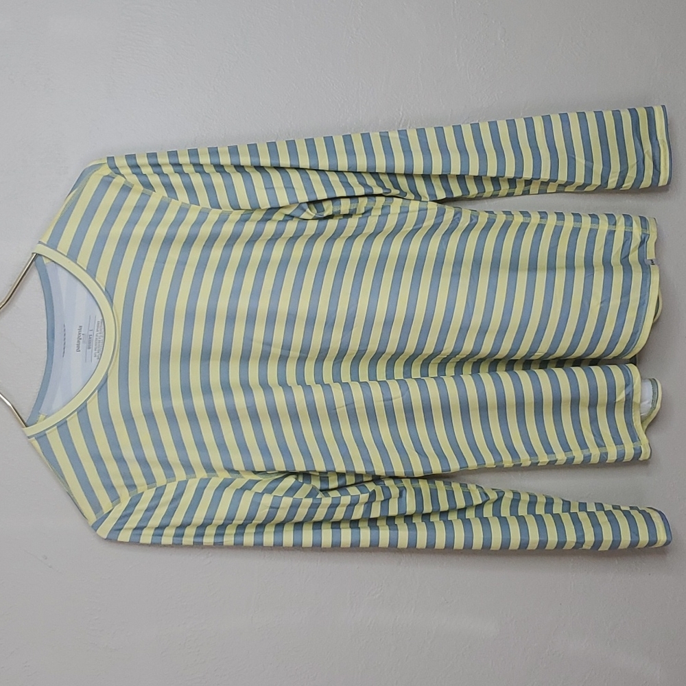 Patagonia Yellow and Gray Striped Women's Top size L
